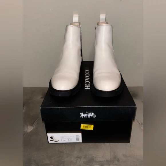 Coach Ivory Leather Ankle Boots - Picture 1 of 5